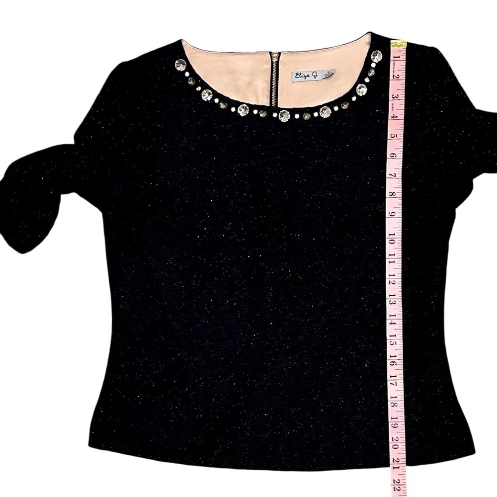 Eliza J Bejeweled Top with 3/4 Sleeves Size 8 - Picture 11 of 11